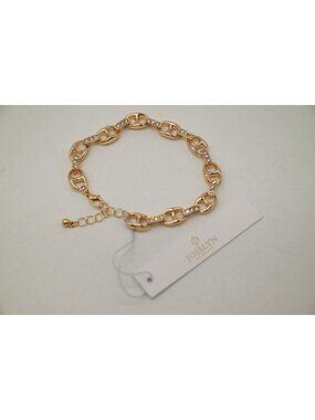 NWT Josslyn Sparkling Gold Tone Link Chain Bracelet Crystal Accent Jewelry